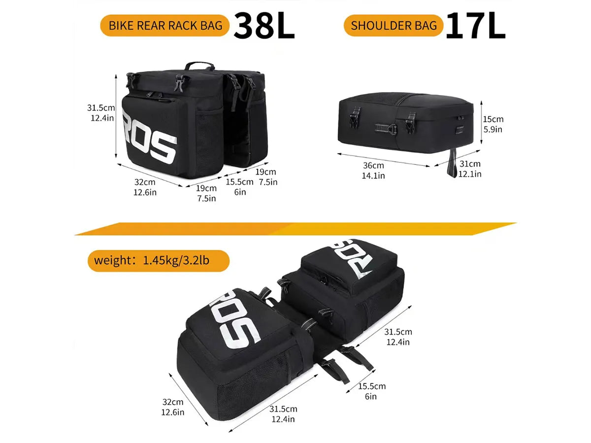 3-in-1 Rear Rack Bike Bag