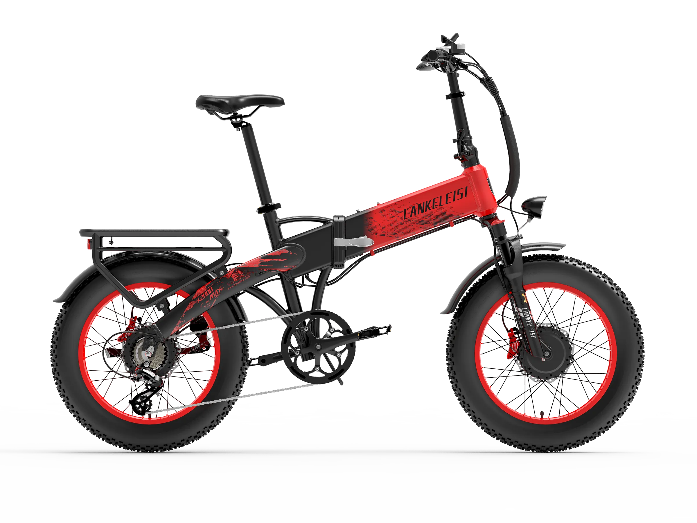 LANKELEISI X2000 MAX Fat Tire Foldable Electric Bike Front And