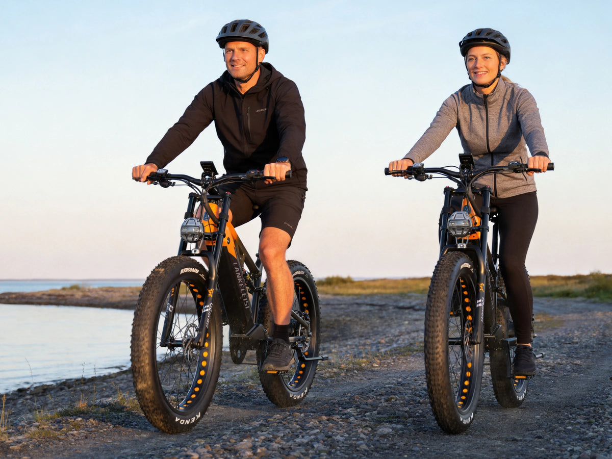 LANKELEISI RV800PLUS electric mountain bikes in Black Orange and Green Yellow