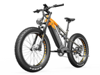 LANKELEISI RV800PLUS Black Orange fat tire e-bike front three-quarter view