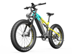 LANKELEISI RV800PLUS Green Yellow full suspension e-bike rear three-quarter view